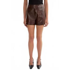 NEW LAMARQUE esther faux leather croco shorts in brown